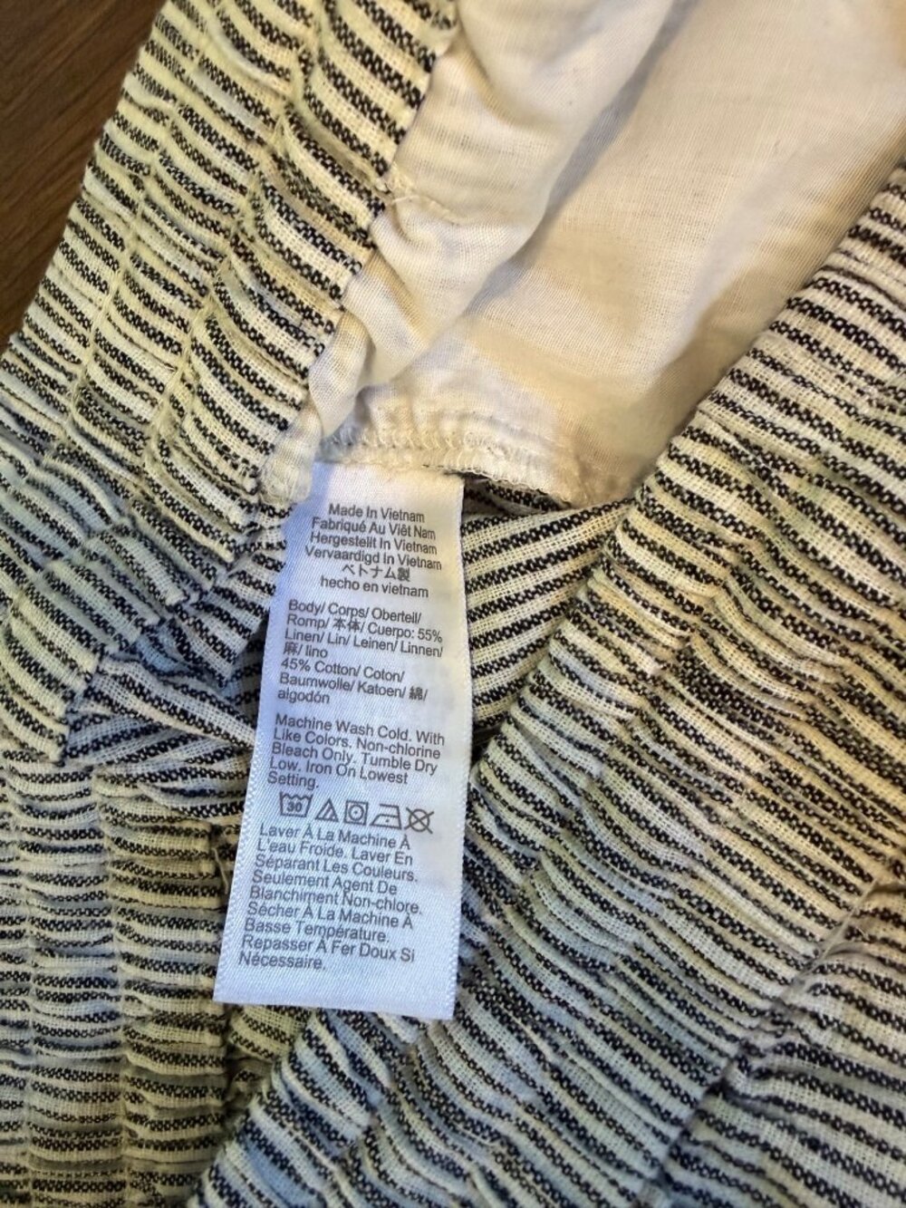 J. Crew Linen Blend Striped Cropped Pants White/Blue Sz 10 - Picture 3 of 7
